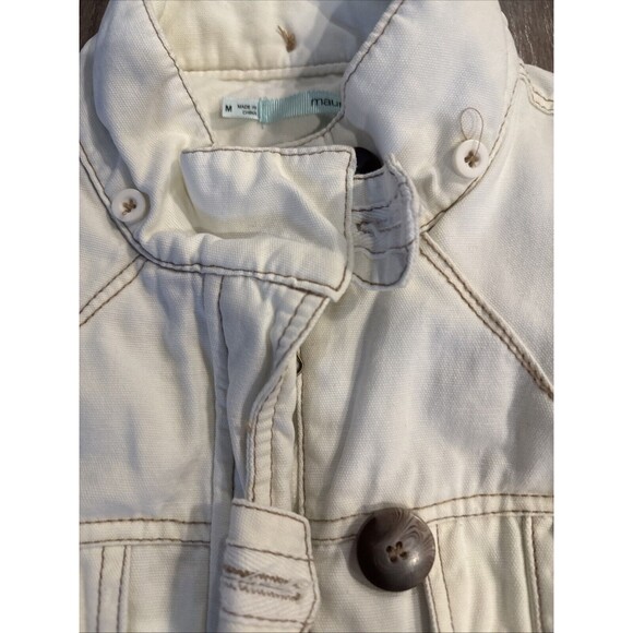 Maurice’s Women’s Jacket White Brown Floral Sz M Big Button - Picture 6 of 9